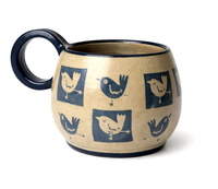 Ceramiczny kubek ręcznie robiony z motywem ptaszków 300ml