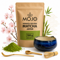 ZESTAW PREZENTOWY 5 SZT DO HERBATY MATCHA JAPAN 100g ZESTAW PARZENIA ŁYŻKA