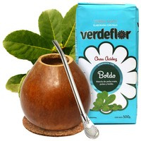 PS Argentyński Zestaw Yerba Mate Verdeflor Boldo 500g z naturalną tykwą