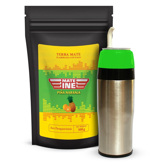 Zestaw Yerba Mate Mateine Pina Naranja 500g + Yerbomos  Drive do Auta