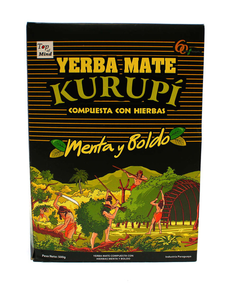 WYPRZEDAŻ Yerba Mate KURUPI MENTA BOLDO 500g - pogniecione pudełko