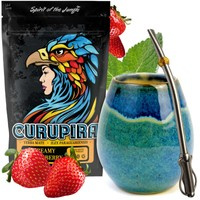 Zestaw na prezent Yerba Mate Curupira Truskawkowa 500g Naczynko handmade bombilla rozkręcana