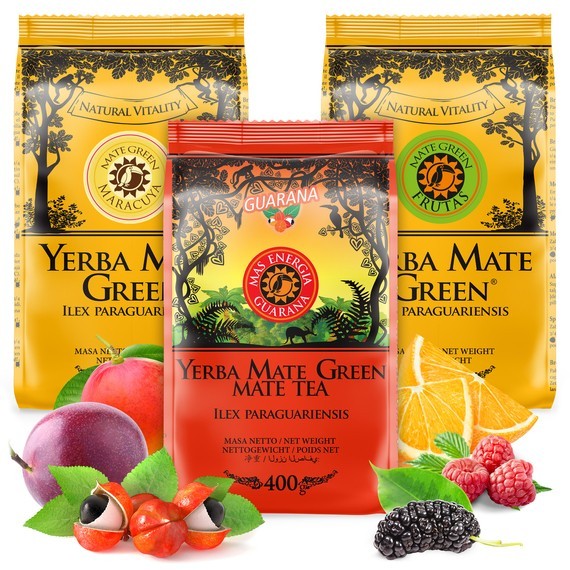 PS Zestaw Yerba Mate Green Owocowe Guarana Mango Maracuya 3x400g 1,2kg