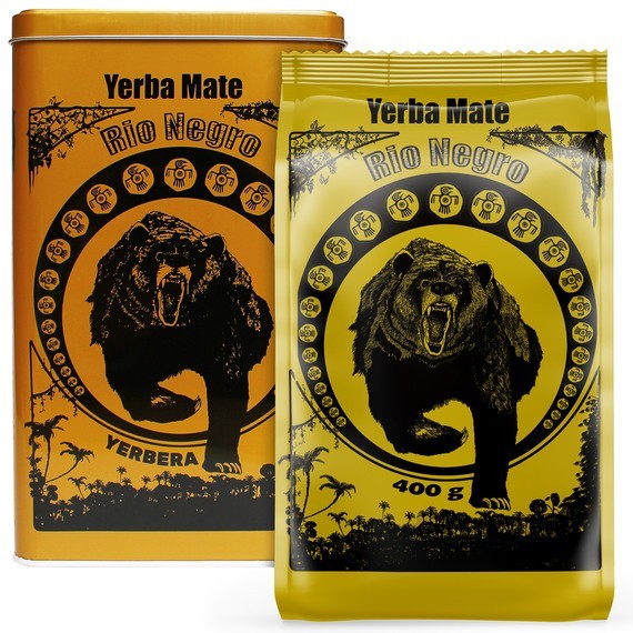 Zestaw Yerba Mate Rio Negro 2 x 400g Despalada + Bitter Lemon Yerbera Puszka KOMBUCHA