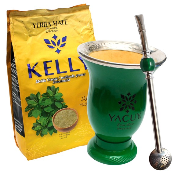 Zestaw do Yerba Mate Chimarrao Kelly 1kg  + akcesoria Porongo Yacuy i bombilla bomba